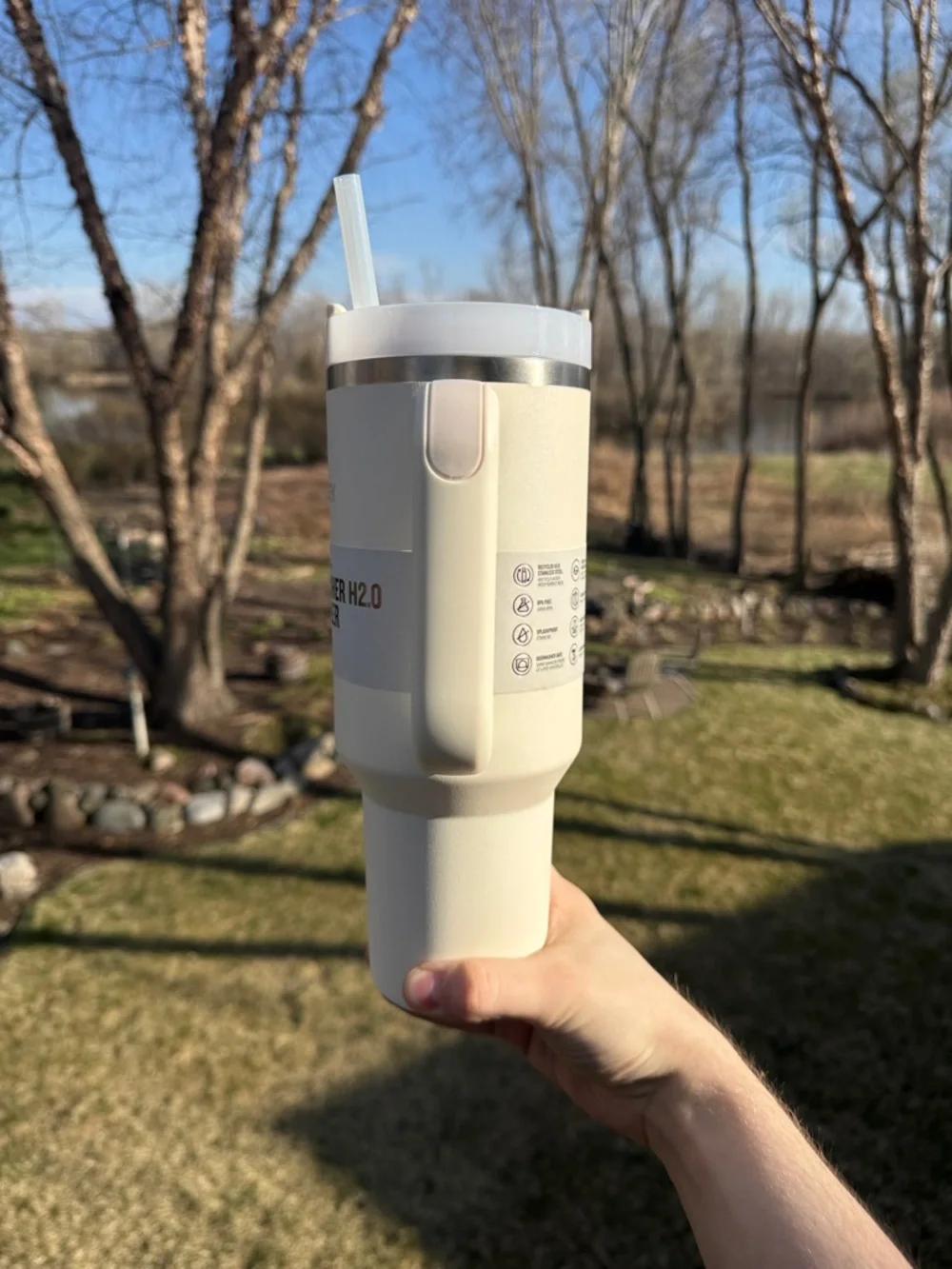 Stanley Cream Quencher H2.0 Tumbler with Handle and Straw ✅ Brand New - Picture 6 of 8